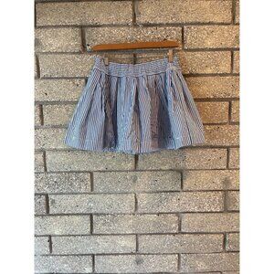 Blue & White Striped Hollister Skater Skirt With Elastic Waistband & Inner Linin